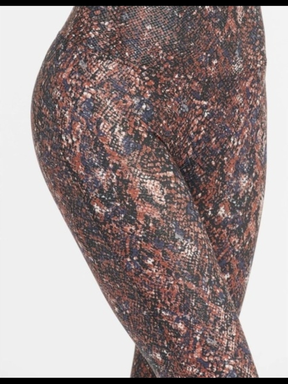 SPANX Faux Leather Snakeskin High-Rise Leggings Womens Large